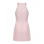 Riviera Halter Blush Pink Beaded Neckline Dress