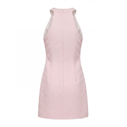 Blush Pink Beaded Halter Dress