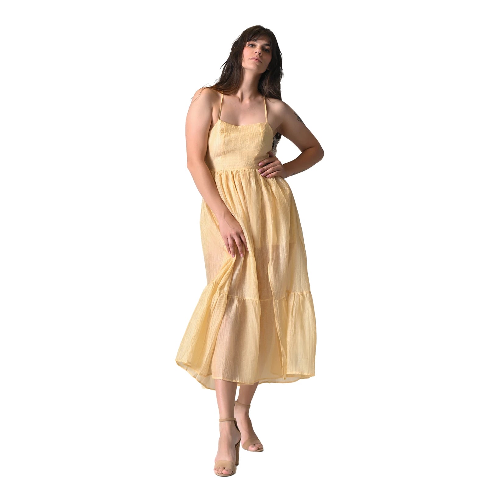 The Nysa Light Gold Midi Dress